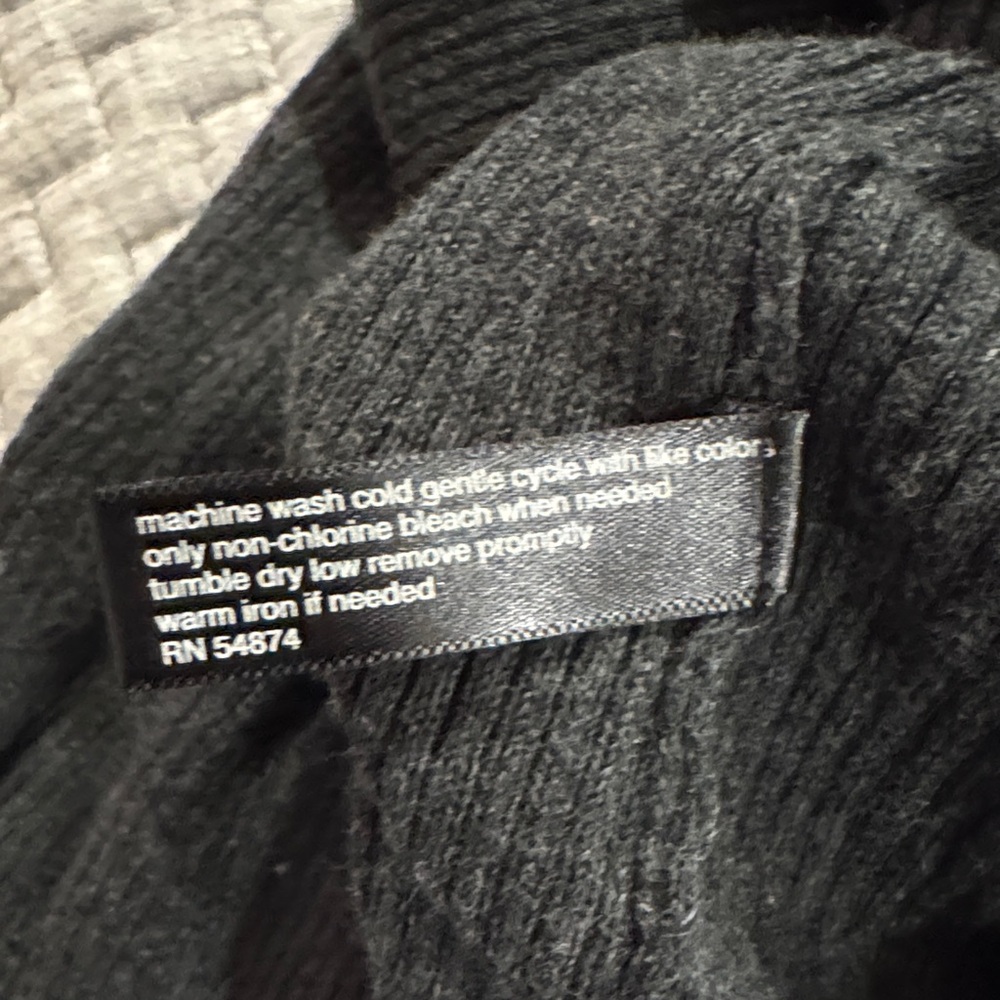 The Limited Gray ribbed ruffle button down V-Neck Sweater - Picture 8 of 11